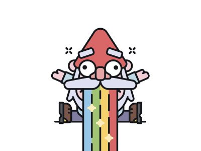 Gnome character clean flat illustration gnome illustration line line art out line rainbow
