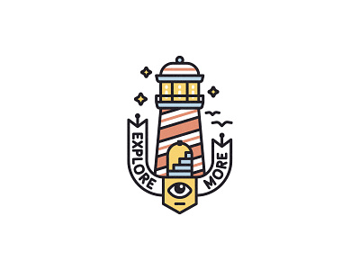 Explore More badges clean explore illustration lighthouse line line art logo logotype mark vector