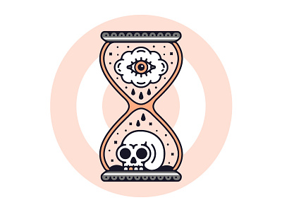 Time hourglass illustration line art mystic old school outline skull sky tattoo time vector