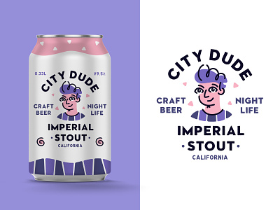 City Dude Craft Beer badge beer beer label branding can character dude illustration packaging type typography vector