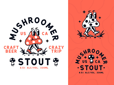 Mushroomer Craft Beer badge beer branding character illustration label logo logotype mushroom type typography vector