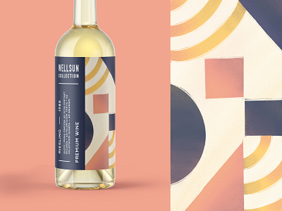 Weellsun Collection Wine abstract bottle brand identity branding illustraion packaging pattern type typography vector wine
