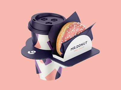 Mr. Donut Sweet Dealer - Cup abstract brand identity branding cup donut illustration logo logotype packaging pattern sweet type vector