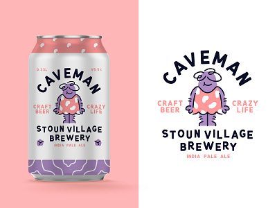 Caveman Craft Beer badge beer beer label branding can caveman character illustration packaging type typography vector