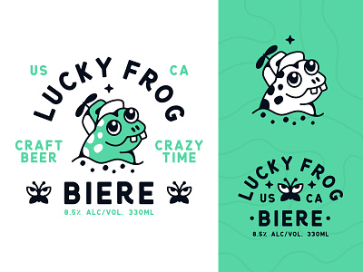 Lucky Frog Craft Beer badge beer branding character frog illustration lable logo lucky type typography vector