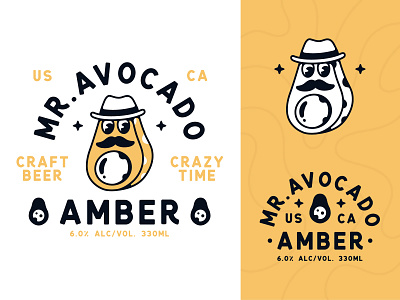 Mr. Avocado Craft Beer avocado badge beer branding character illustration label logo type typography vector