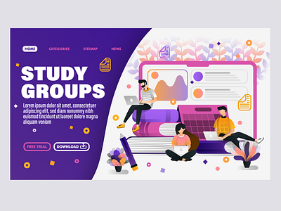 Study Group School Project design illustrator ui ux vector
