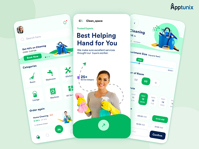 On-Demand Cleaning App for Businesses of All Genres animation appdevelopment appdevelopmentcompany apptunix branding cleaning app design illustration motion graphics ui