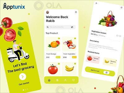Grocery Delivery through Ola | Quick Grocery Delivery animation appdevelopment apptunix branding food delivery app food delivery app design graphic design grocery app designs grocery delivery grocery delivery app development ola grocery store ui