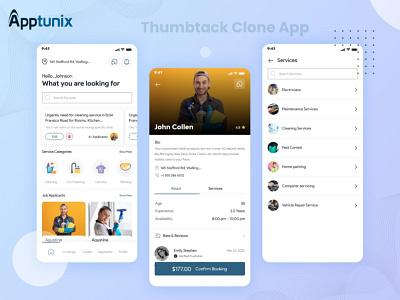 Launch Your Own Thumbtack Clone App 3d animation app like thumbtack appdevelopment branding graphic design home service provider app logo motion graphics on demand apps thumbtack clone app ui