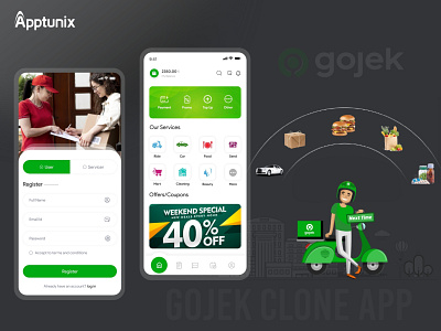 Gojek Clone App - Looking For The Best On-Demand Multi Solution? animation app development company apptunix design gojek gojekappclone gojekcloneapp gojekcloneappdevelopment illustration mobile app design mobile app development redesign