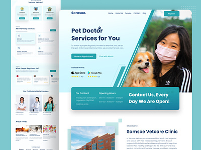 Samsoe Vetcare Clinic - Animal Health Care Landing Page design health health care healthy illustration landing page logo pet ui