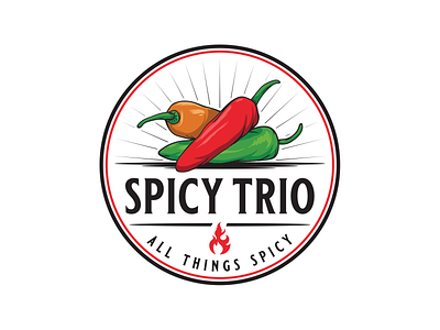 Spicy Trio logo design badge logo branding chili pepper design designer farm garden illustration illustrator logo spicy vector vintage vintage logo