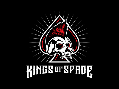 Kings Of Spade logo design band branding design designer illustration illustrator kings logo metal moican music punk rock skull spade vector