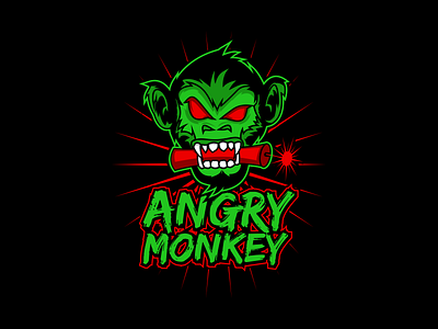 Angry monkey logo design angry badass branding business design designer dynamite fireworks illustration illustrator logo mean monkey vector