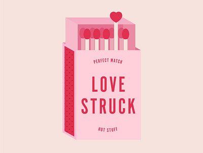 Love Struck Match Box hot stuff illo illustration love match matchbox matches perfect match pink stick struck white