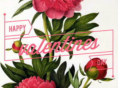 Happy Valentines Day! botanical floral green happy peony pink ribbon valentines