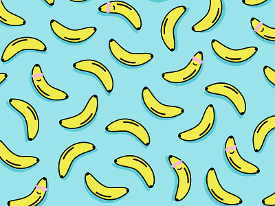 Banana Benders banana black blue illustration mural painting yellow