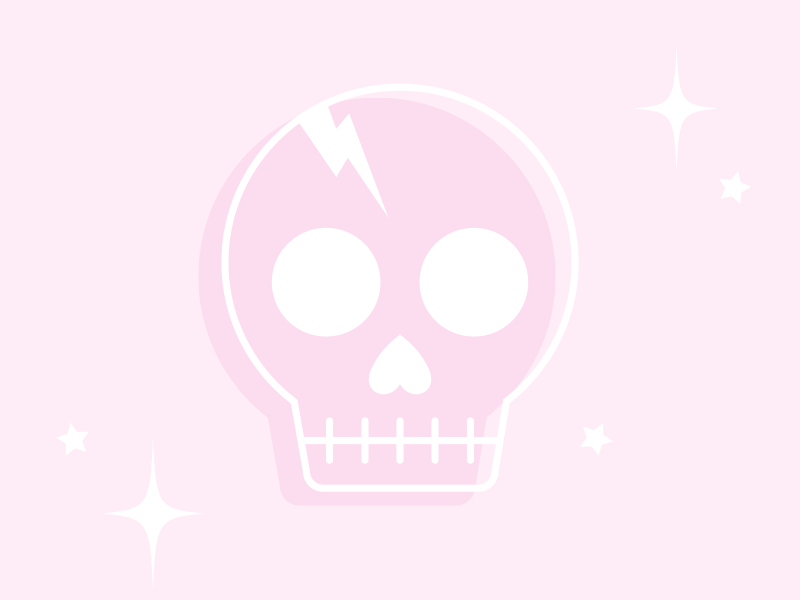 Skull Mess animation gif heart lightning bolt pink skull stars white wip