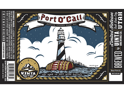 Port 'O Call beer design illustration label utah