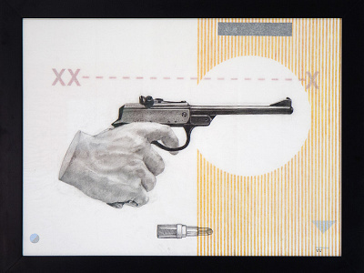 Goldfinger acrylic art bond charcoal cinema gun oo7 painting sundance