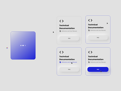 UI Card component states app card component neumorphism ui web design