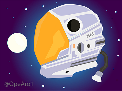 Astronaut Helmet - Illustration artwork astronaut design illustration minimal space spaceman stars