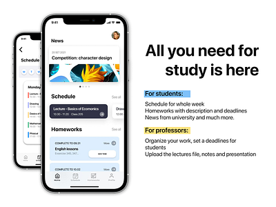 App for Study at College or University app design study app ui ux
