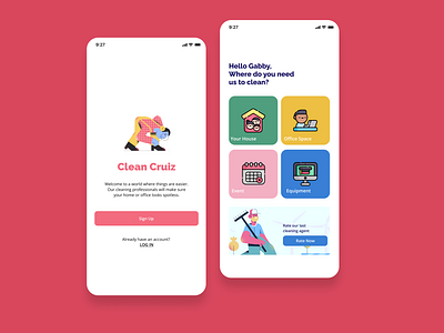 A cleaning service mobile app. design graphic design illustration illustrator logo ui ux website