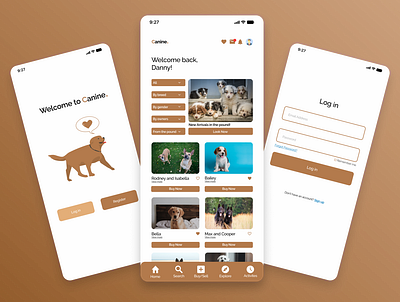 Canine: Connecting dog buyers and sellers app branding design graphic design icon logo ui ux