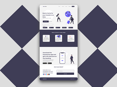 EasyHomes landing page - Booking your stay for your travels. app dailyui dailyuichallenge design figma figmadesign icon logo ui ux web
