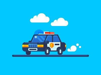 Hot Pursuit car chase cop flat illustration police protection pursuit ride siren vector