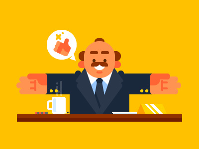 Happy Boss boss bossy chief friendly businessman workplace character happy boss good boss illustration flat vector
