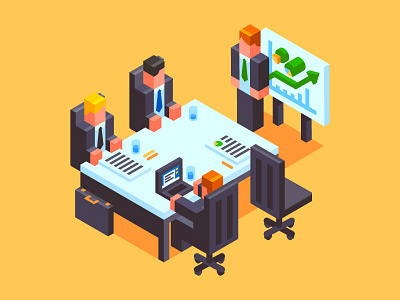 Presentation business businessman deal finance isometric isometry management manager marketing meeting presentation vector