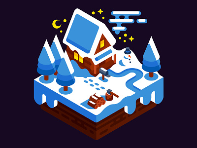 Winter House game holiday house illustration isometric isometry snow snowman vector winter wooden xmas