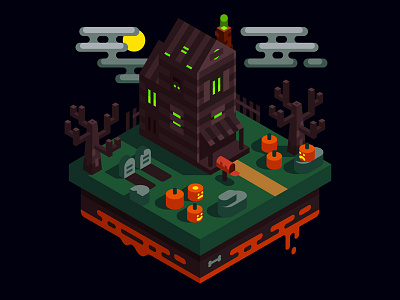 Haunted House ghost graveyard halloween haunted holiday horror house illustration isometric isometry symbol vector