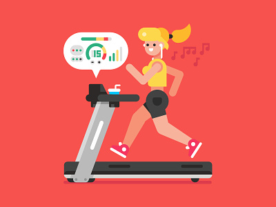 Running Girl athlete character fitness flat gym illustration runner running girl sportswoman treadmill vector workout