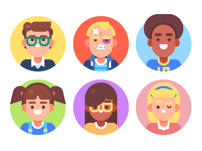 Kids Avatars avatar bully character children flat icon illustration kid nerd set teen vector