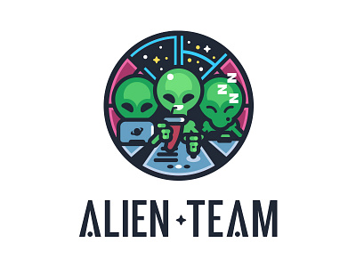 Alien Team alien flat illustration logo spaceship team terere ufo vector