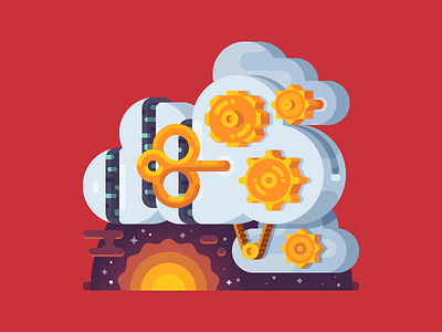 Server Pack cloud icon illustration server space sun