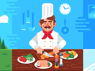MyCheffy Illustration character chef cooking food illustration meal mycheffy service vector