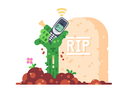 Undying Cell Phone 3310 cellphone grave illustration mobile nokia old phone rip undying vector zombie