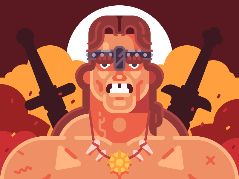 Conan the Barbarian hero cartoon game character illustration flat vector schwarzenegger arnold conan barbarian conan the barbarian