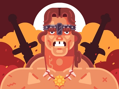 Conan the Barbarian arnold barbarian cartoon character conan conan the barbarian flat game hero illustration schwarzenegger vector