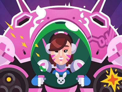 Overwatch | D.Va blizzard character dva fanart game hana song hanasong hero illustration overwatch shooter vector