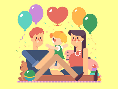 Happy Family baby character childhood family flat happiness illustration kid love parenting vector young
