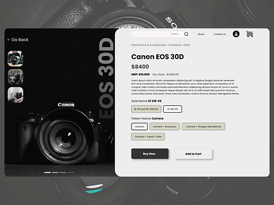 Product Page-Canon EOS 30D dailyui design ui