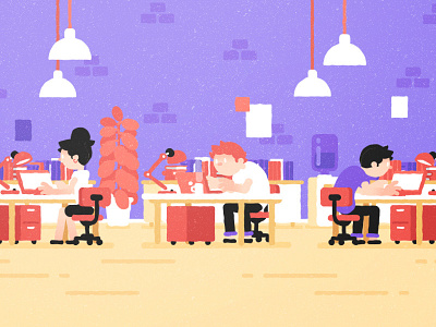 Open Space charactedesign flatdesign illustration motiondesign work office