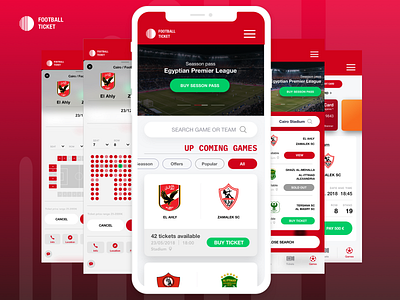 Soccer ticket app for arabic countries app design ios sport sport app ticket booking ui ux web website