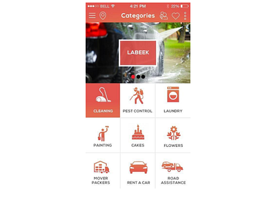 Labeek : On-demand Services Mobile App Category Screen